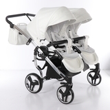 Універсальна коляска для двійні 2 в 1 Junama Mirror Satin Duo 04, білий з сріблястим (J-MS-DUO-04) - Pampik - 6