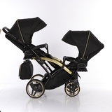 Універсальна коляска для двійні 2 в 1 Junama Mirror Satin Duo Slim 03, чорний з золотим (J-MS-DUOs-03) - Pampik - 6