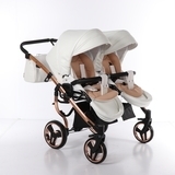 Універсальна коляска для двійні 2 в 1 Junama Mirror Satin Duo 05, білий з бронзовим (J-MS-DUO-05) - Pampik - 6