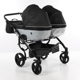 Універсальна коляска для двійні 2 в 1 Junama Mirror Satin Duo 01, чорний з сріблястим (J-MS-DUO-01) - Pampik - 4