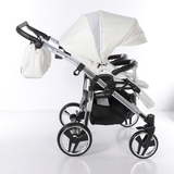 Універсальна коляска для двійні 2 в 1 Junama Mirror Satin Duo 04, білий з сріблястим (J-MS-DUO-04) - Pampik - 7