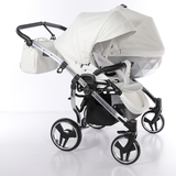 Універсальна коляска для двійні 2 в 1 Junama Mirror Satin Duo 04, білий з сріблястим (J-MS-DUO-04) - Pampik - 12