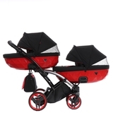 Універсальна коляска для двійні 2 в 1 Junama Diamond S-line Duo Slim 01, чорний з червоним (JD-SL-DUOs-01) - Pampik - 5