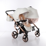 Універсальна коляска для двійні 2 в 1 Junama Mirror Satin Duo 05, білий з бронзовим (J-MS-DUO-05) - Pampik - 9