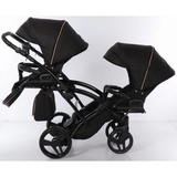 Універсальна коляска для двійні 2 в 1 Junama Mirror Satin Duo Slim 02, чорний з бронзовим (J-MS-DUOs-02) - Pampik - 7