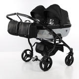 Універсальна коляска для двійні 2 в 1 Junama Mirror Satin Duo 01, чорний з сріблястим (J-MS-DUO-01) - Pampik - 3
