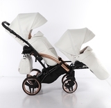 Універсальна коляска для двійні 2 в 1 Junama Mirror Satin Duo Slim 05, білий з бронзовим (J-MS-DUOs-05) - Pampik - 9
