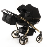 Універсальна коляска для двійні 2 в 1 Junama Diamond S-line Duo 02, чорний (JD-SL-DUO-02) - Pampik