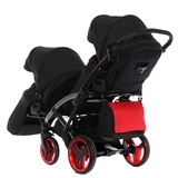 Універсальна коляска для двійні 2 в 1 Junama Diamond S-line Duo Slim 01, чорний з червоним (JD-SL-DUOs-01) - Pampik - 8
