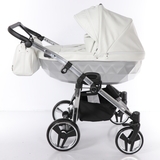 Універсальна коляска для двійні 2 в 1 Junama Mirror Satin Duo 04, білий з сріблястим (J-MS-DUO-04) - Pampik - 4