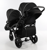 Універсальна коляска для двійні 2 в 1 Junama Mirror Satin Duo Slim 01, чорний з сріблястим (J-MS-DUOs-01) - Pampik - 4