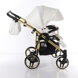 Універсальна коляска для двійні 2 в 1 Junama Mirror Satin Duo 06, білий з золотим (J-MS-DUO-06) - Pampik - 8