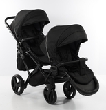 Універсальна коляска для двійні 2 в 1 Junama Mirror Satin Duo Slim 01, чорний з сріблястим (J-MS-DUOs-01) - Pampik - 6