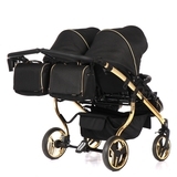 Універсальна коляска для двійні 2 в 1 Junama Mirror Satin Duo 03, чорний з золотим (J-MS-DUO-03) - Pampik - 7