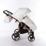 Універсальна коляска для двійні 2 в 1 Junama Mirror Satin Duo 05, білий з бронзовим (J-MS-DUO-05) - Pampik - 4