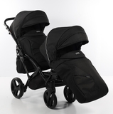 Універсальна коляска для двійні 2 в 1 Junama Mirror Satin Duo Slim 01, чорний з сріблястим (J-MS-DUOs-01) - Pampik - 7