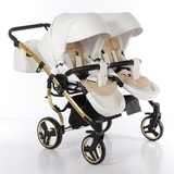 Універсальна коляска для двійні 2 в 1 Junama Mirror Satin Duo 06, білий з золотим (J-MS-DUO-06) - Pampik - 7