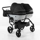 Універсальна коляска для двійні 2 в 1 Junama Mirror Satin Duo 01, чорний з сріблястим (J-MS-DUO-01) - Pampik - 5