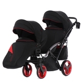Універсальна коляска для двійні 2 в 1 Junama Diamond S-line Duo Slim 01, чорний з червоним (JD-SL-DUOs-01) - Pampik - 6