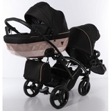 Універсальна коляска для двійні 2 в 1 Junama Mirror Satin Duo Slim 02, чорний з бронзовим (J-MS-DUOs-02) - Pampik - 8