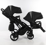 Універсальна коляска для двійні 2 в 1 Junama Mirror Satin Duo Slim 01, чорний з сріблястим (J-MS-DUOs-01) - Pampik - 8