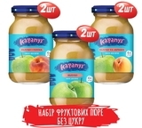 Микс фруктовых пюре Карапуз, без сахара, 6 баночек по 170 г. - Pampik