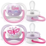 Пустушка Philips Avent Ultra Air I love для дівчинки, 0-6 місяців, 2 шт. (SCF080/02) - Pampik