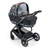 Універсальна коляска 2 в 1 Cam Techno Milano, рама сіра, чорний з квітковим принтом (805T/V99/978/551K) - Pampik