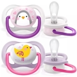 Пустушка Philips Avent Ultra Air Animal для дівчинки, 0-6 місяців, 2 шт. (SCF080/06) - Pampik