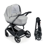 Универсальная коляска 2 в 1 Cam Techno Milano, рама черный карбон, светло-серый (805T/V98/978/555K) - Pampik