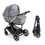 Универсальная коляска 2 в 1 Cam Techno Milano, рама черная, серый с полоской (805T/V90/978/553K) - Pampik
