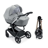 Універсальна коляска 2 в 1 Cam Techno Softy, рама золото, сірий з ведмедиком (805T/V93/977/514K) - Pampik