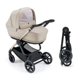 Універсальна коляска 2 в 1 Cam Techno Milano, рама чорний карбон, бежевий (805T/V98/978/554K) - Pampik