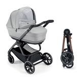 Універсальна коляска 2 в 1 Cam Techno Milano, рама під дерево, світло-сірий (805T/V96/978/555K) - Pampik