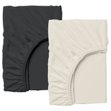 Набір простирадл на резинці Cosas, ранфорс-преміум, 200х140 см, чорний з бежевим, 2 шт. - Pampik