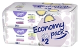 Дитячі вологі серветки Bella Baby Happy Sensetive Aloe Vera Economy Pack, 2х56 шт. - Pampik
