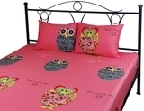 Набір постільної білизни Руно Owl, простирадло і наволочка, сатин, 215х143 см, рожевий (12.137_Owl) - Pampik