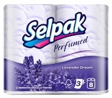 Тришаровий туалетний папір Selpak Perfumed з ароматом Лаванди, 8 рулонів