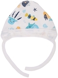 Чепчик Софія Атлантика, інтерлок, р.38, білий з блакитним (214138) - Pampik