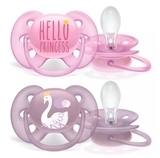 Силиконовая ортодонтическая пустышка Philips Avent Ultra Soft, 6-18 мес., фиолетовый с розовым, 2 шт. (SCF223/02) - Pampik - 2