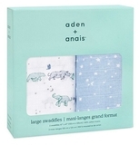 Набор муслиновых пеленок Aden + Anais Rising Star, 120х120 см, белый, голубой, 2 шт. (ASWC20006) - Pampik - 3