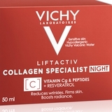 Ночной антивозрастной крем-уход Vichy Liftactiv Collagen Specialist Night Cream с эффектом корекции морщин придания упругости и восстановления сияния, 50 мл - Pampik - 5