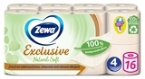 Папір туалетний Zewa Exclusive Natural Soft, чотиришаровий, 16 рулонів - Pampik