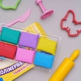 Полімерна глина з блискітками Школярик, 6 кольорів - Pampik - 7