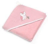 Полотенце с капюшоном-уголком BabyOno Сова, велюр, 85х85 см, розовый (539/03) - Pampik