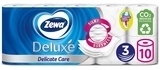 Тришаровий туалетний папір Zewa Deluxe Delicate Care, білий, 10 рулонів - Pampik