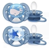 Силіконова ортодонтична пустушка Philips Avent Ultra Soft, 6-18 міс., блакитний, 2 шт. (SCF223/03) - Pampik