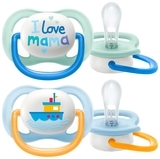 Пустушка Philips Avent Ultra Air I love для хлопчика, 0-6 міс, 2 шт. (SCF080/01) - Pampik