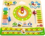 Деревянный календарь Viga Toys с часами, на английском языке (44538) - Pampik