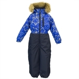 Детский комбинезон Huppa WILLY, синий с принтом/тёмно-синий , размер 92 (83435) - Pampik